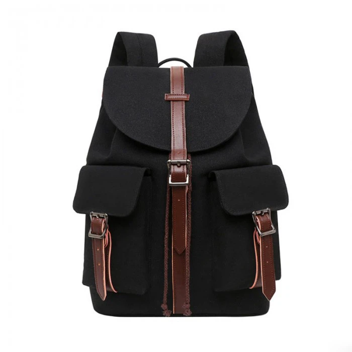 School Man Canvas Leather Backpack