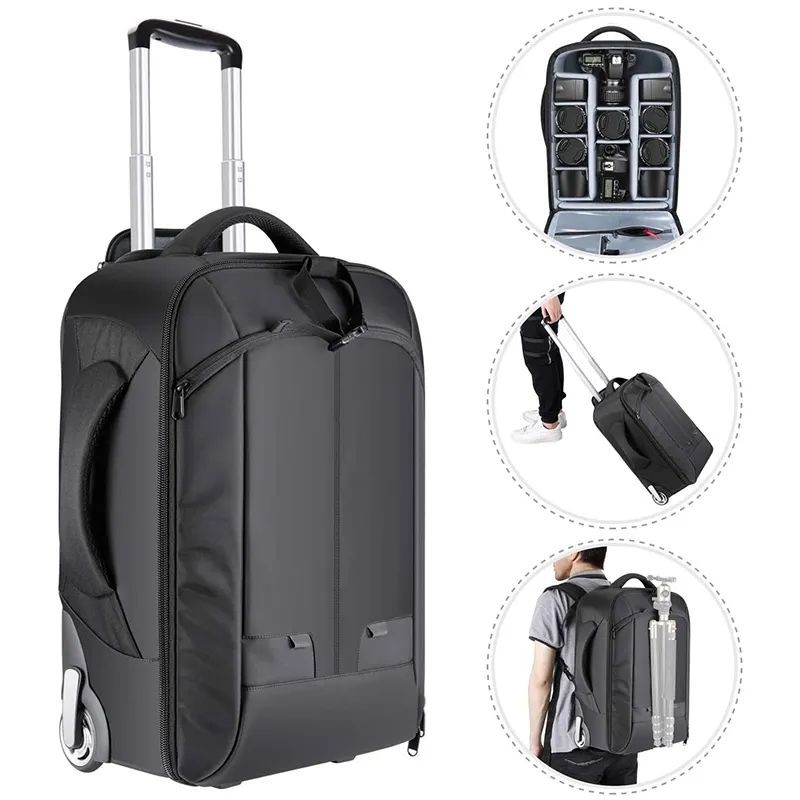 Backpack Camera Troli Capasiti Mawr Ar gyfer Teithio