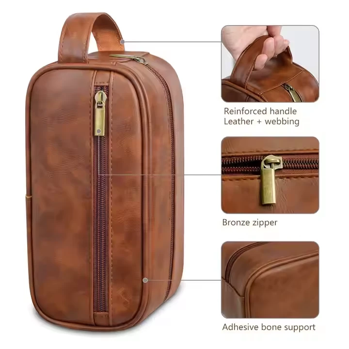 Luxury PU Leather Portable Mens Toiletry Bag Wholesale