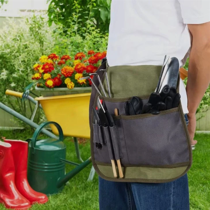 Outdoor Waxed Canvas Tool Apron Gardening Tool Kit Organizer high quality