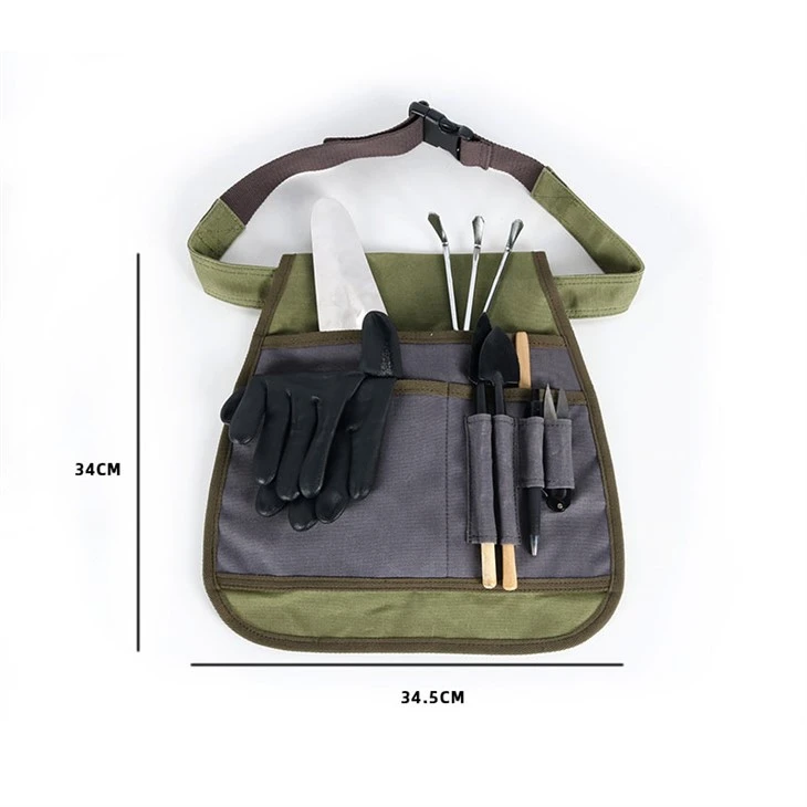 Outdoor Waxed Canvas Tool Apron Gardening Tool Kit Organizer factory