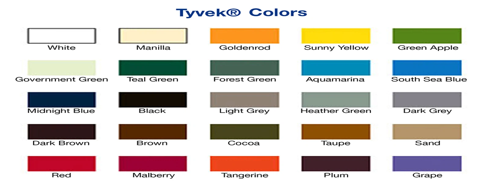 Custom Tyvek Colors Custom Tyvek Colors